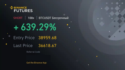 Результат сделки BTC/USDT +639.29%