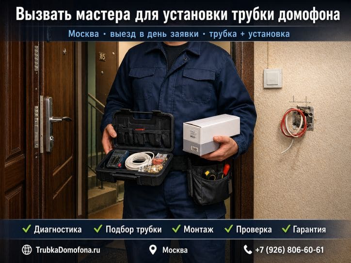 Вызвать мастера для установки трубки домофона в Москве — быстро надёжно с гарантией