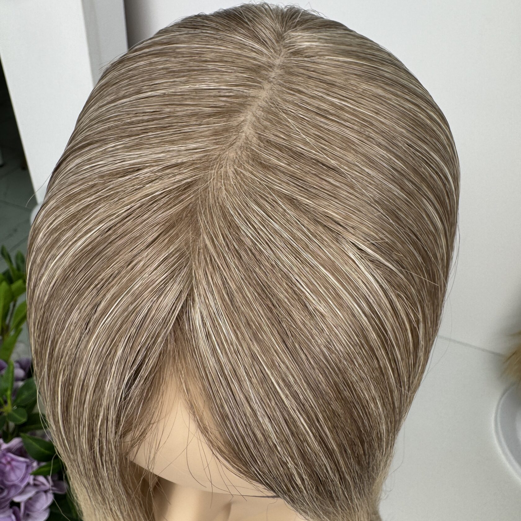 Накладка на пробор из натуральных волос ручной работы с имитацией кожи головы