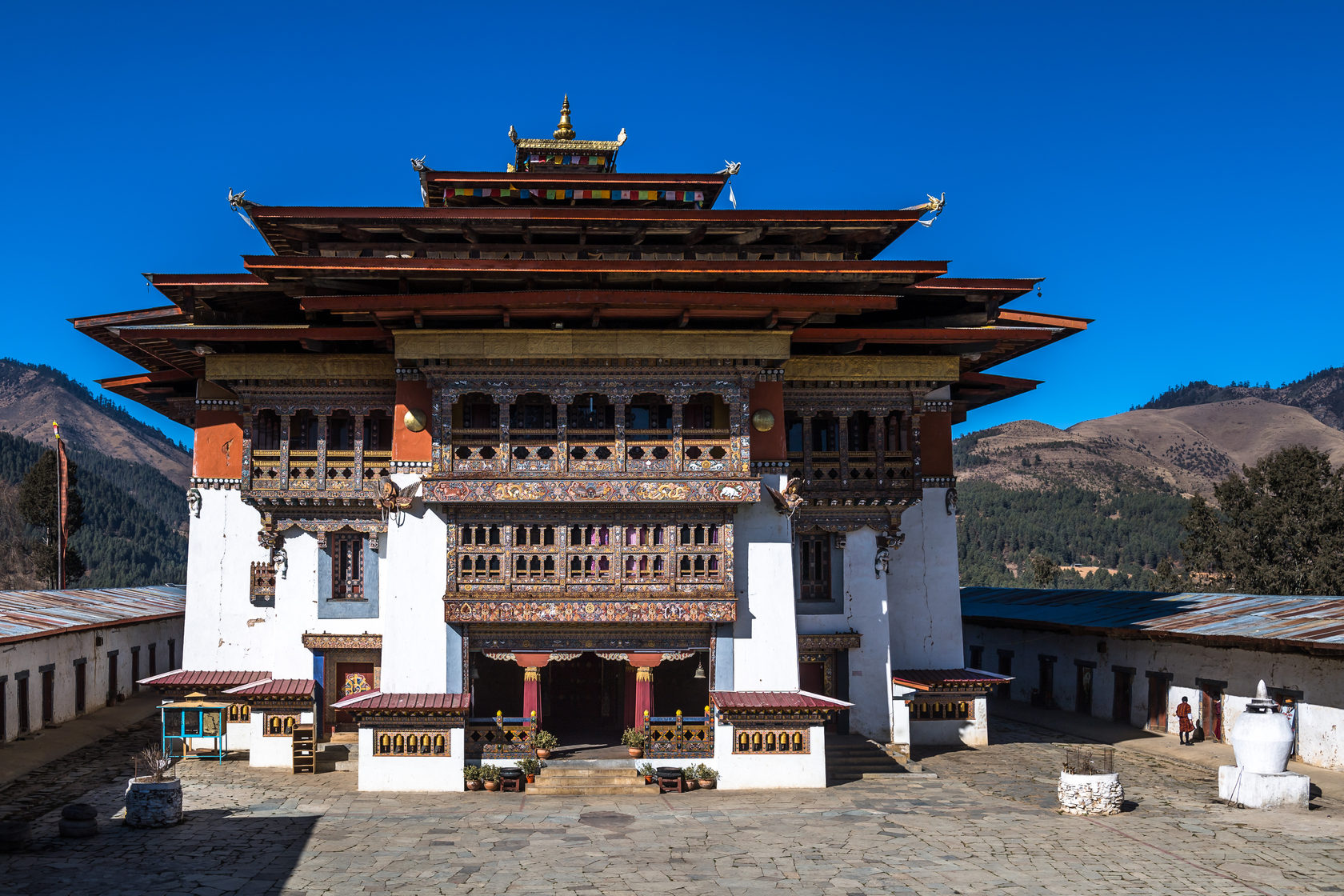 Бутан п. Монастырь Гангтей-Гомпа. Королевство бутан достопримечательности. Курджей-лакханг бутан. Долина Гангтей бутан.