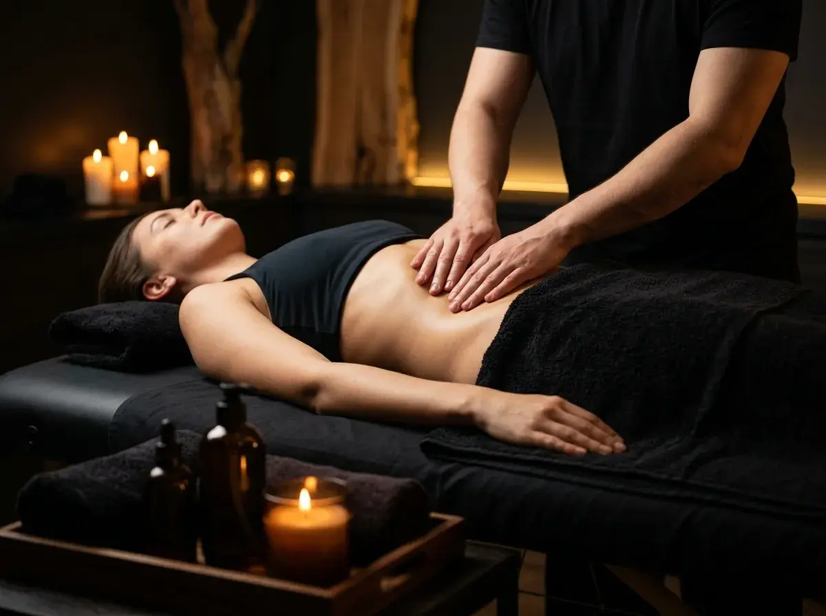 Расслабляющий массаж живота в студии массажа