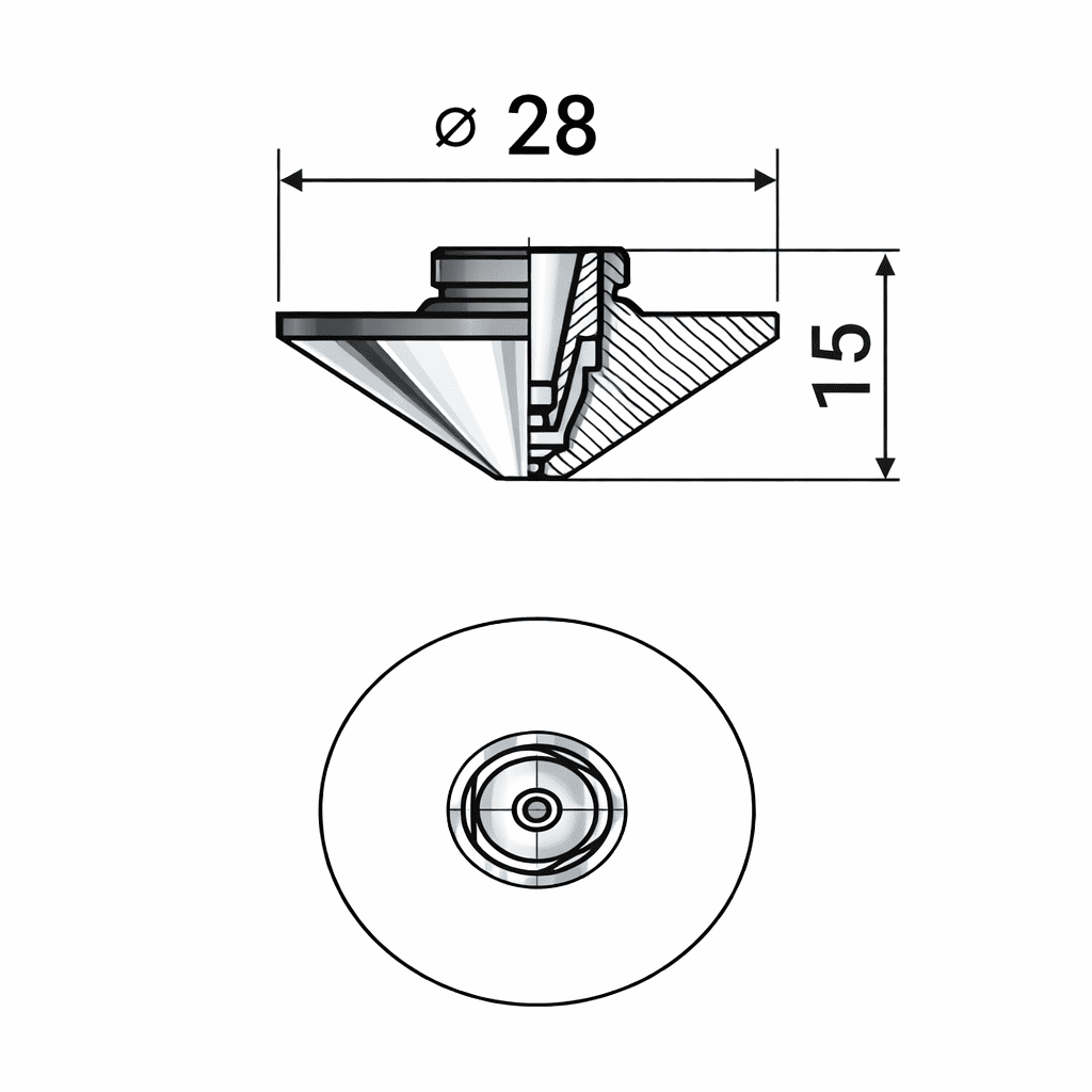 Сопла ⌀28 h15 M11 двойные хромированные