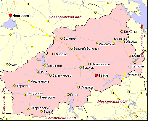 Карта тверской области ржев