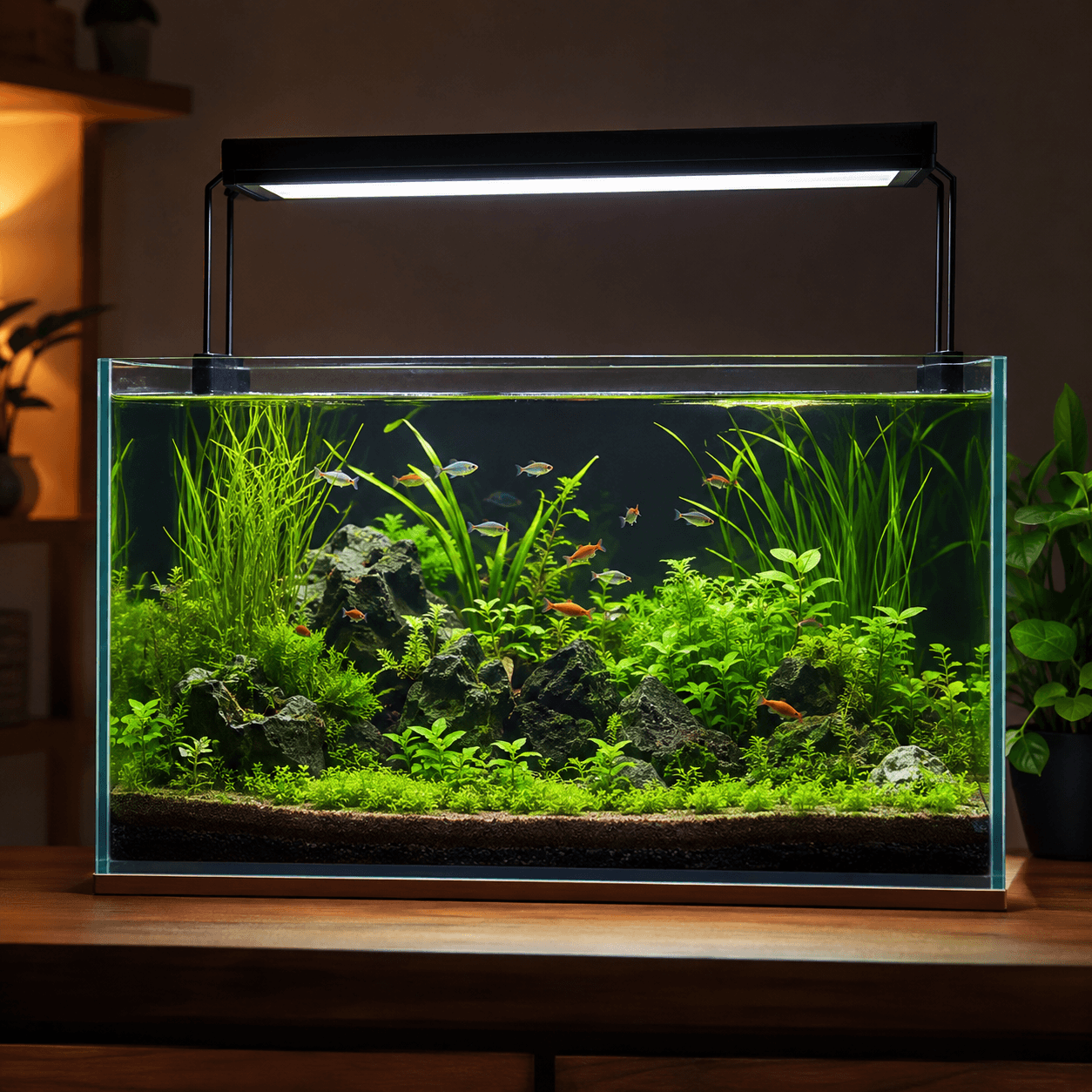 LED-светильник над засаженным аквариумом
