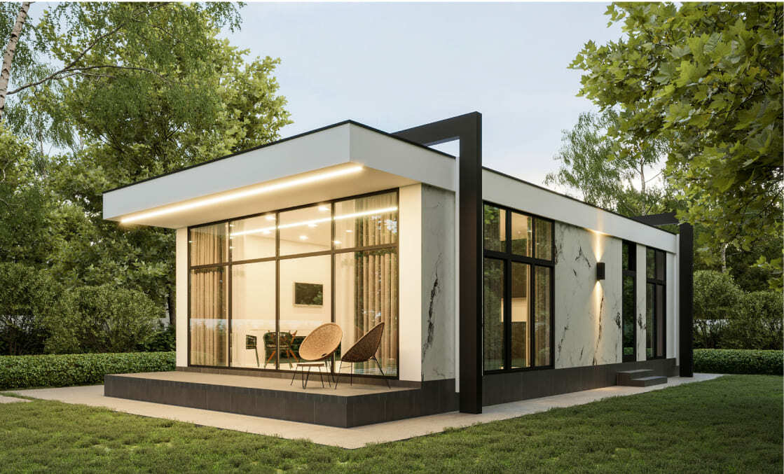 Проект Cosmo 73 m². Созданный раскрыть потенциал минималистичных домов, проект Cosmo несет в себе безграничную свободу и современную эстетику.