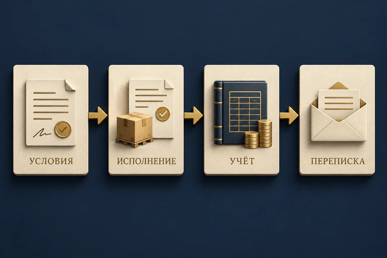 Концептуальная схема документов по хозяйственной операции: условия, исполнение, учёт и деловая переписка