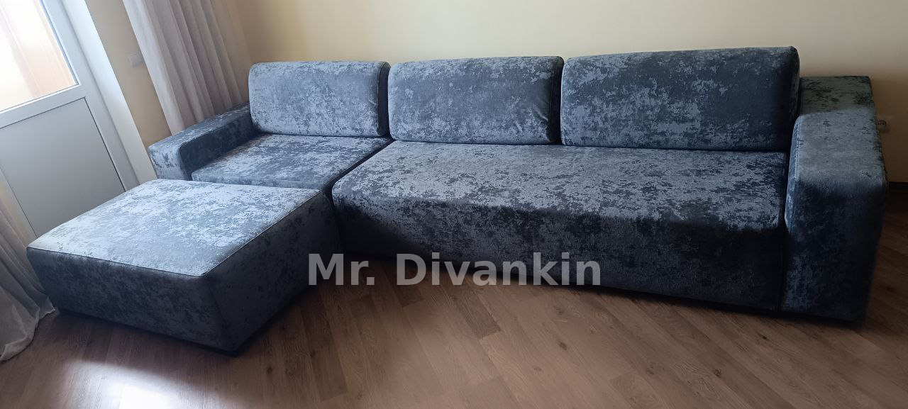 Угловой диван с деревянными накладками: после перетяжки — Mr. Divankin