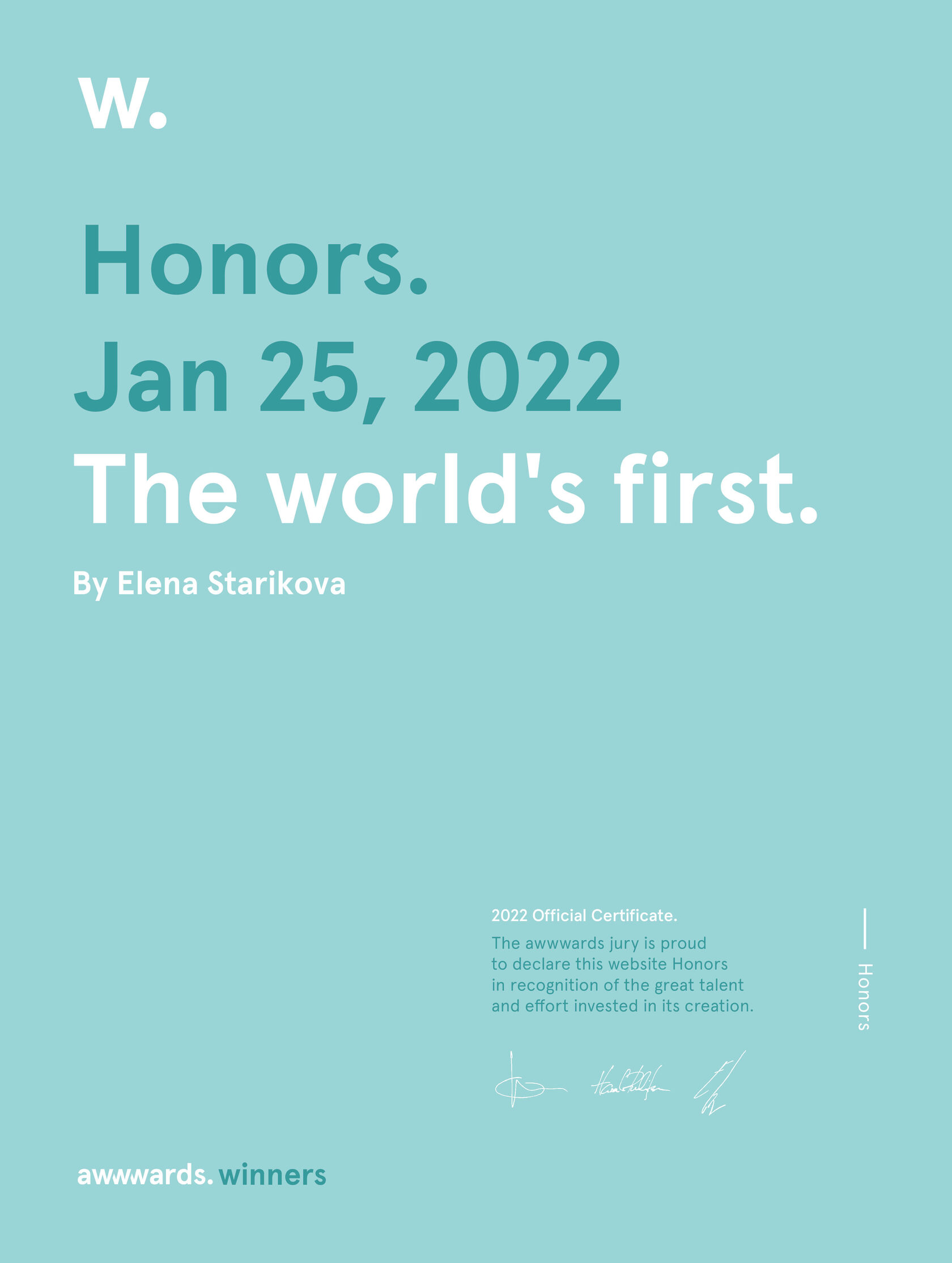 Сайт «Первые в мире» взял Honors на Awwwards