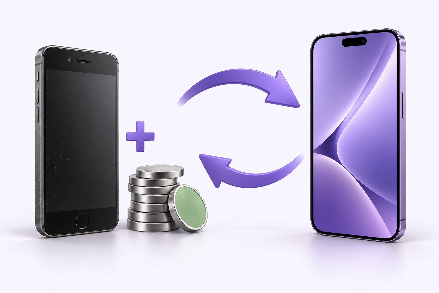 Старый смартфон и доплата обмениваются на новый смартфон