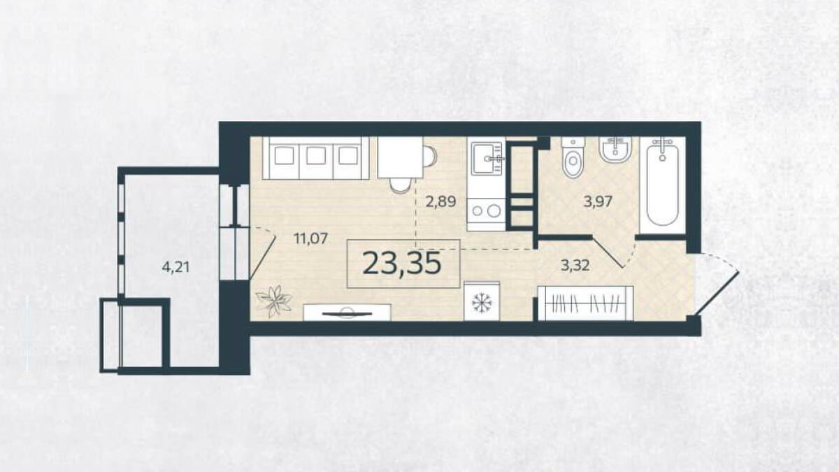 ЖК Чайка парк Благовещенск, план студии