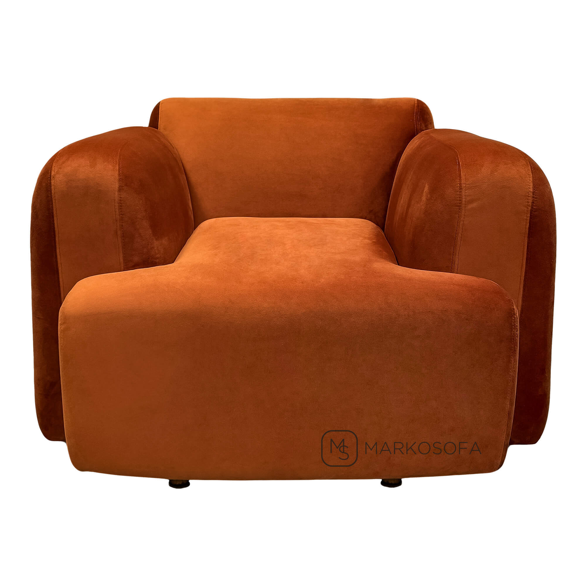 Копия кресла Swell от Normann Copenhagen на заказ от фабрики мебели Марко Софа в обивке из рыжего велюра