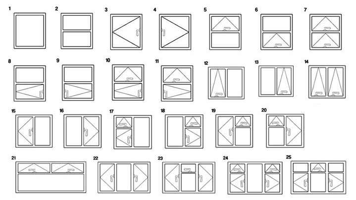 Схемы пластиковых окон для заказа