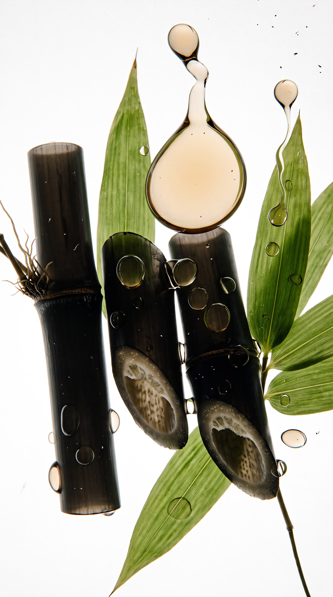Макро-съёмка стебля бамбука Phyllostachys nigra — сырьё для экстракта Bambusae Caulis in Liquamen
