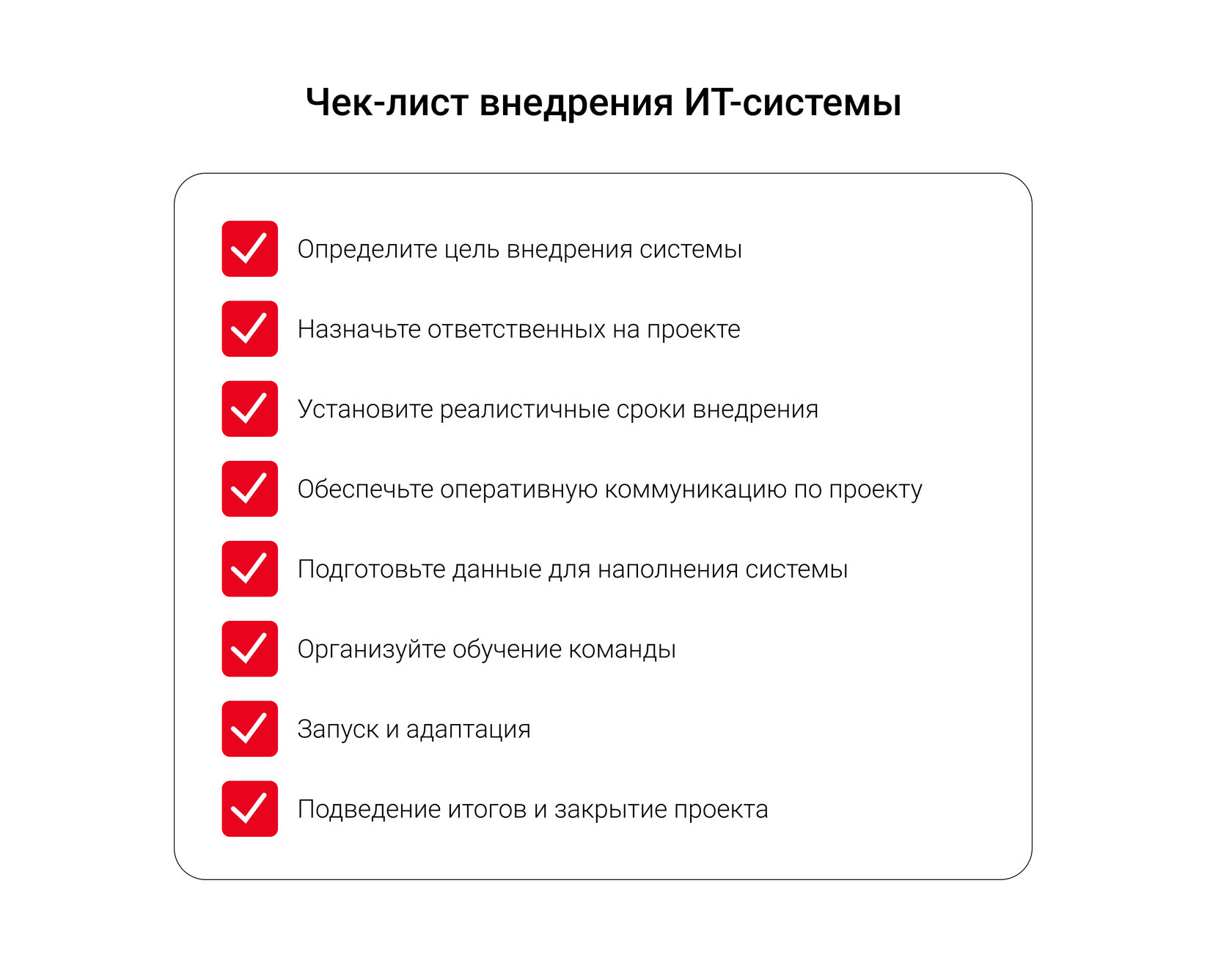 Чек-лист внедрения системы