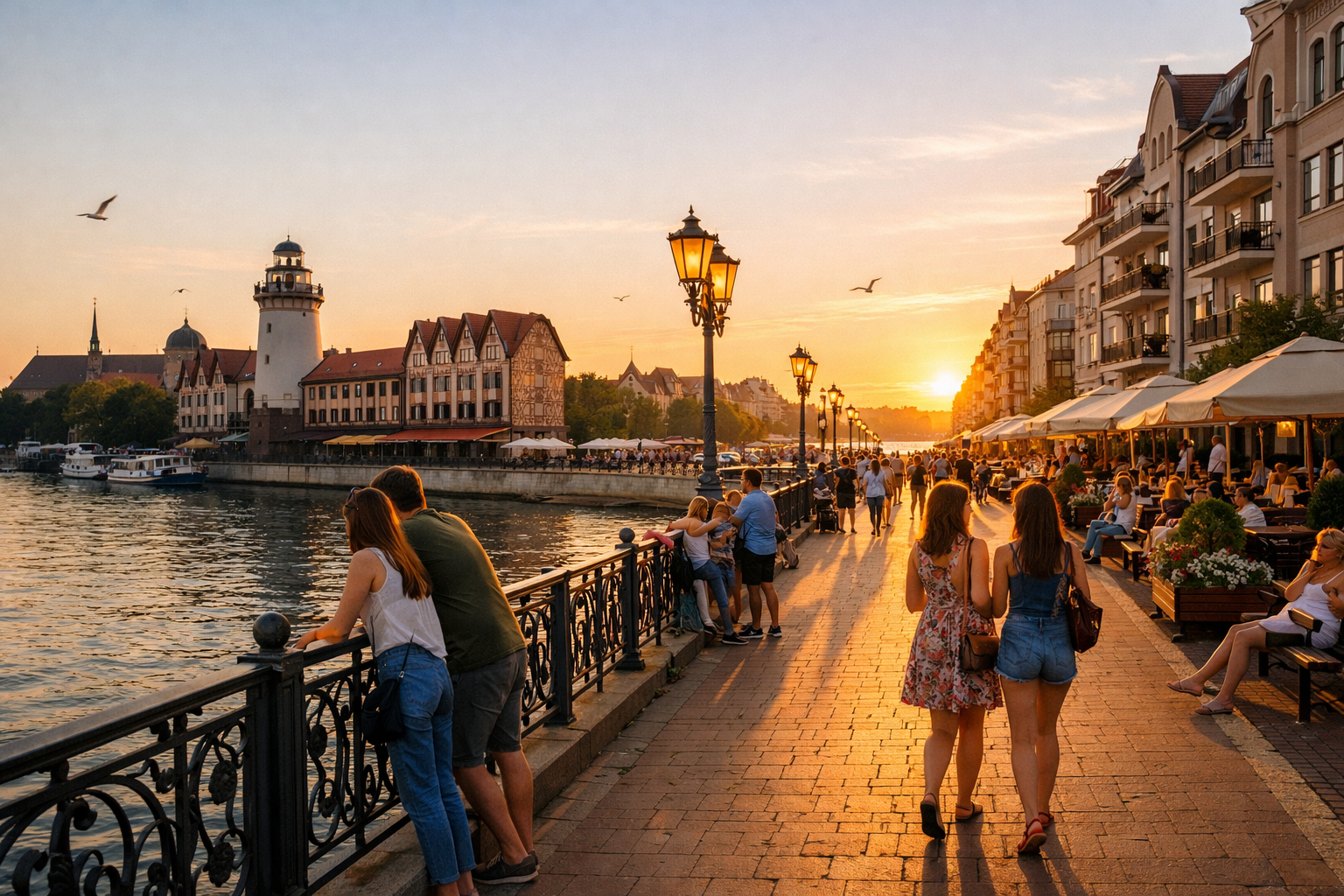 Калининград летом прогулки набережная