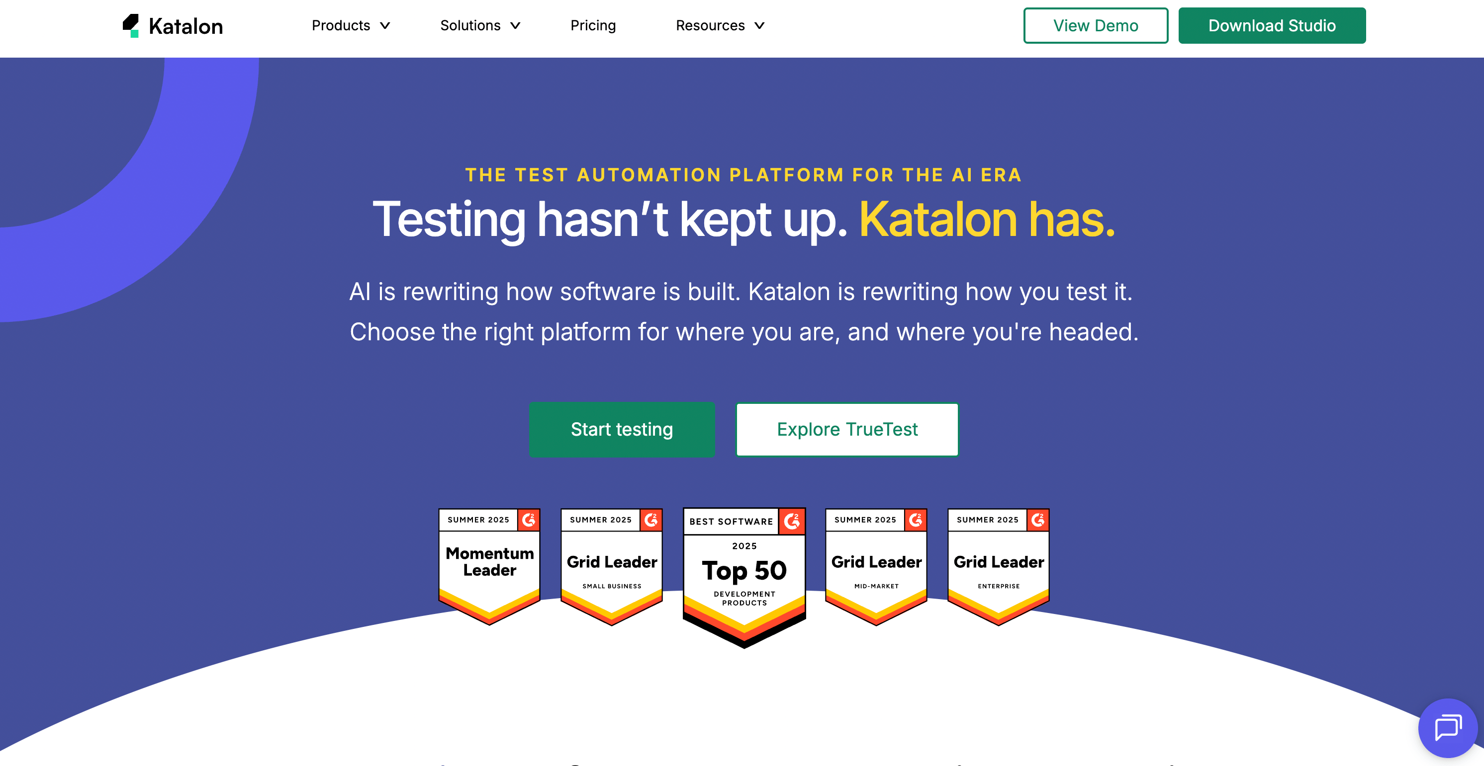 Скриншот страницы Katalon