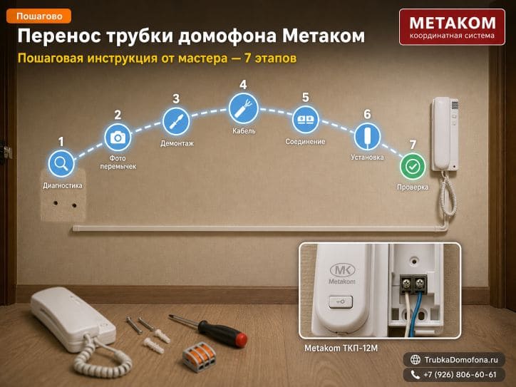 Перенос трубки домофона Метаком: пошаговая инструкция от мастера