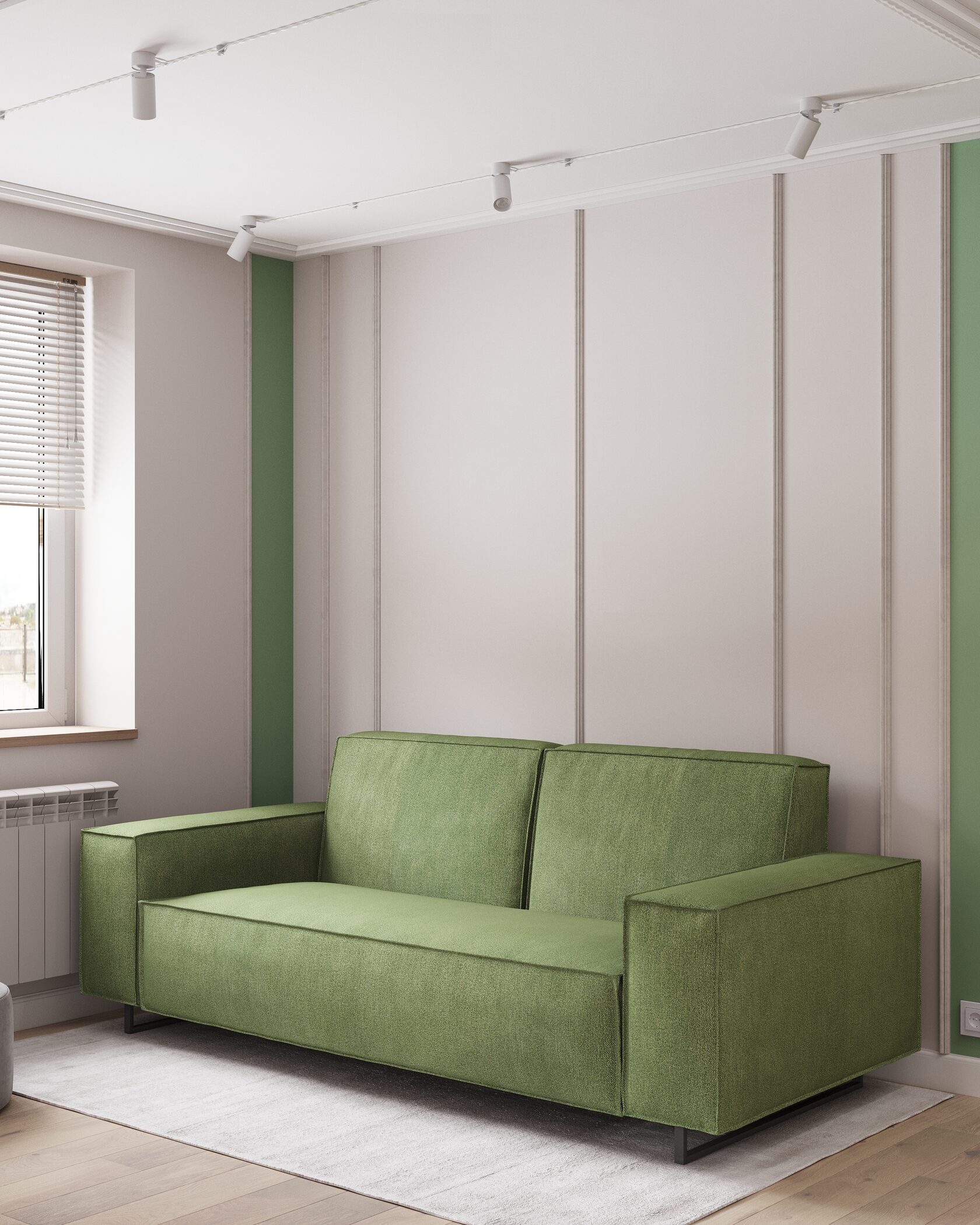 Зеленый диван в интерьере