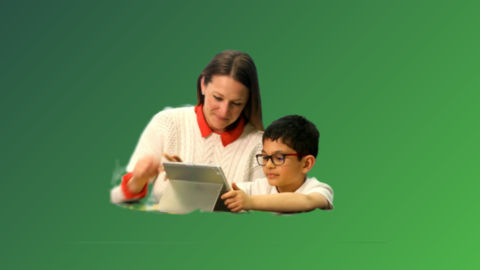 Women teaching a boy