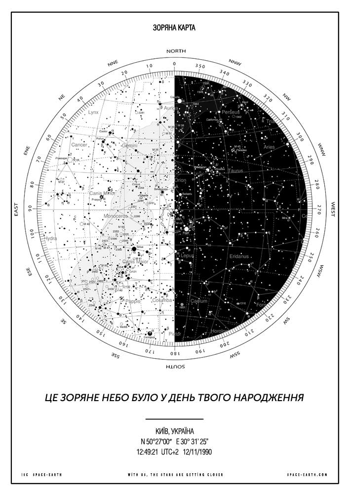 карта звездного неба «Ты+Я»