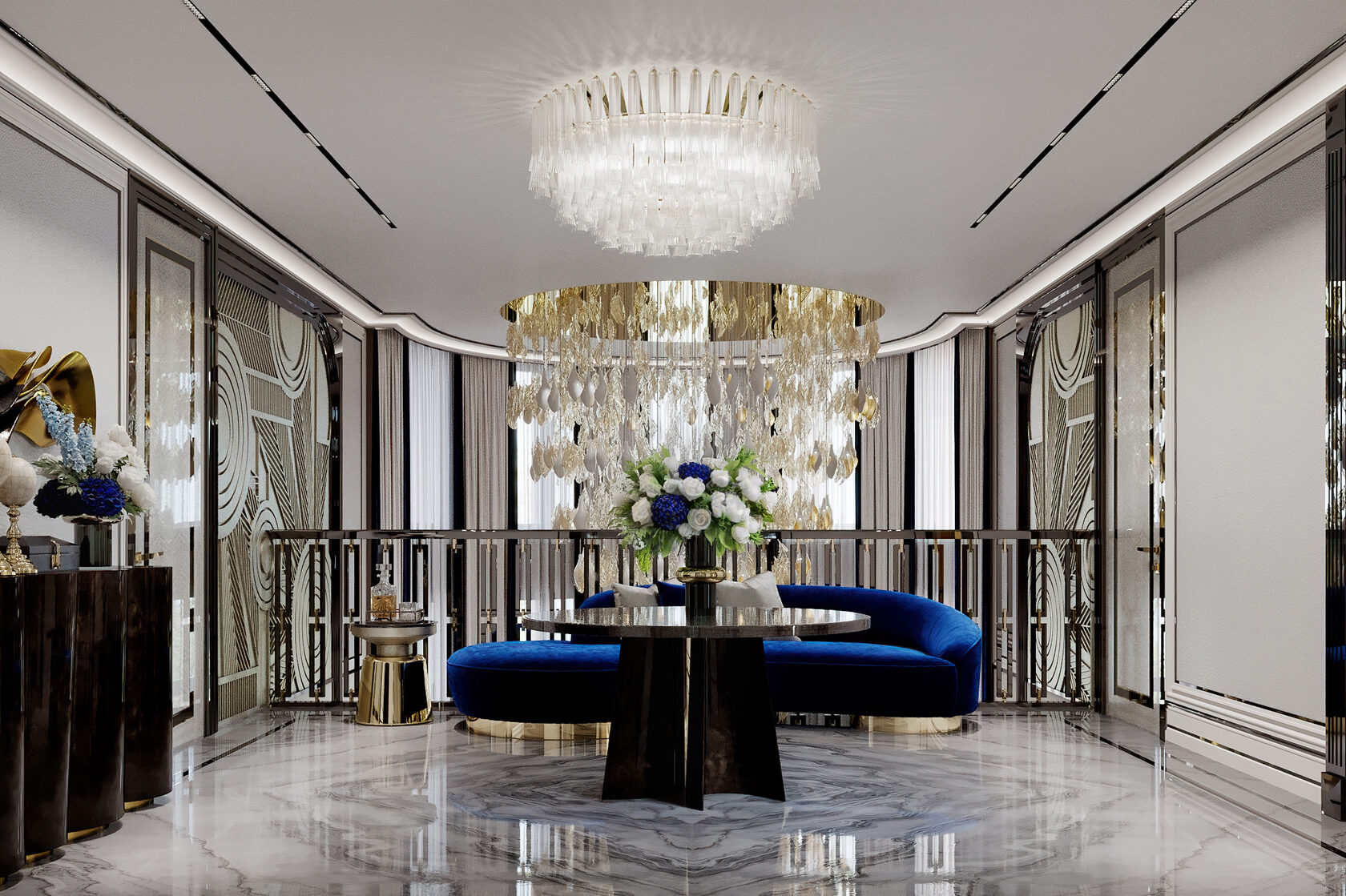 Дизайн интерьера холла в стиле ар-деко