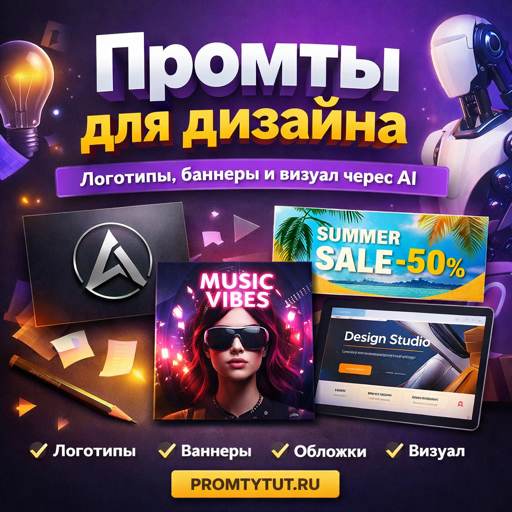 промты для дизайна, AI дизайн, генерация логотипов AI, создание баннеров AI, нейросети для дизайна, промты для логотипов, AI визуалы, дизайн через нейросети, генерация обложек AI, графический дизайн AI