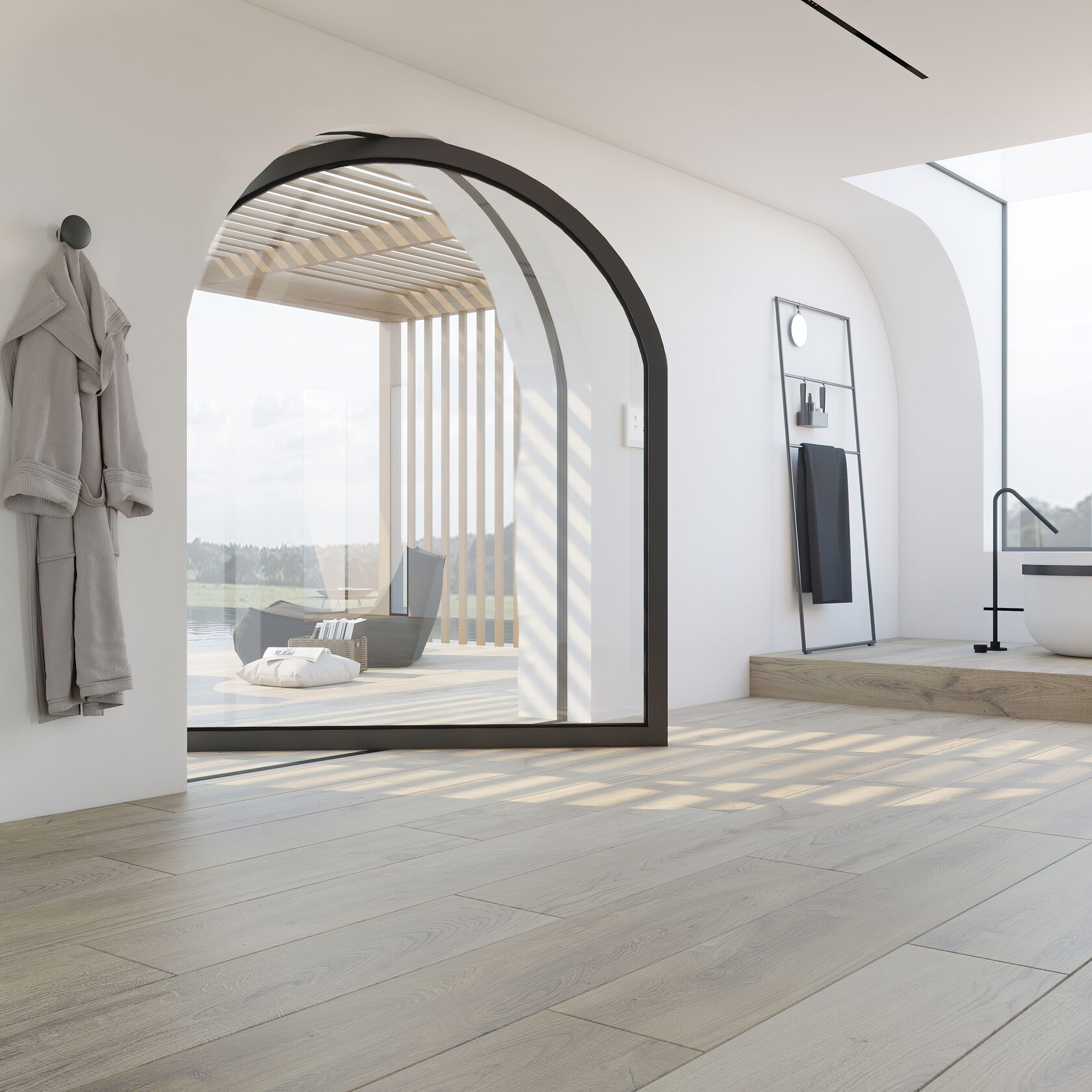 Pivoting entrance glass door