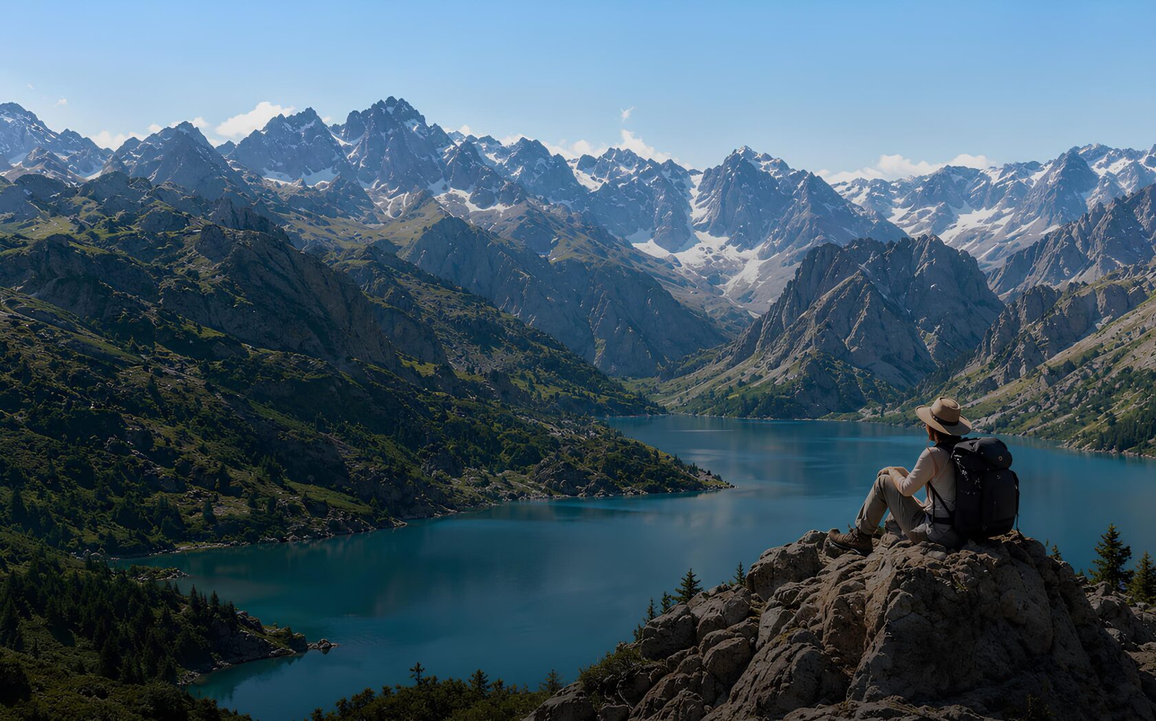 Горное бирюзовое озеро в горах Таджикистана — премиальный DMC Seven Lakes