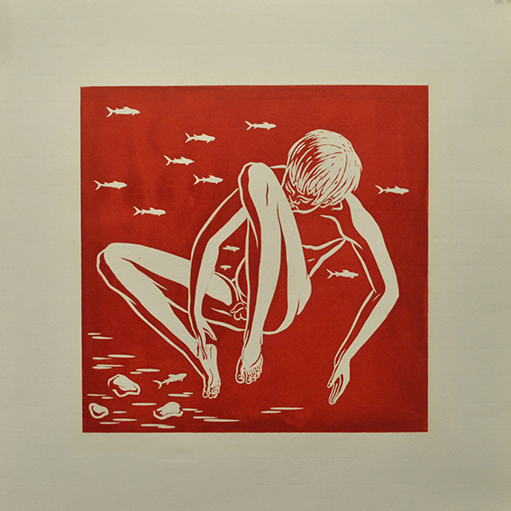 engraving linocut Nude