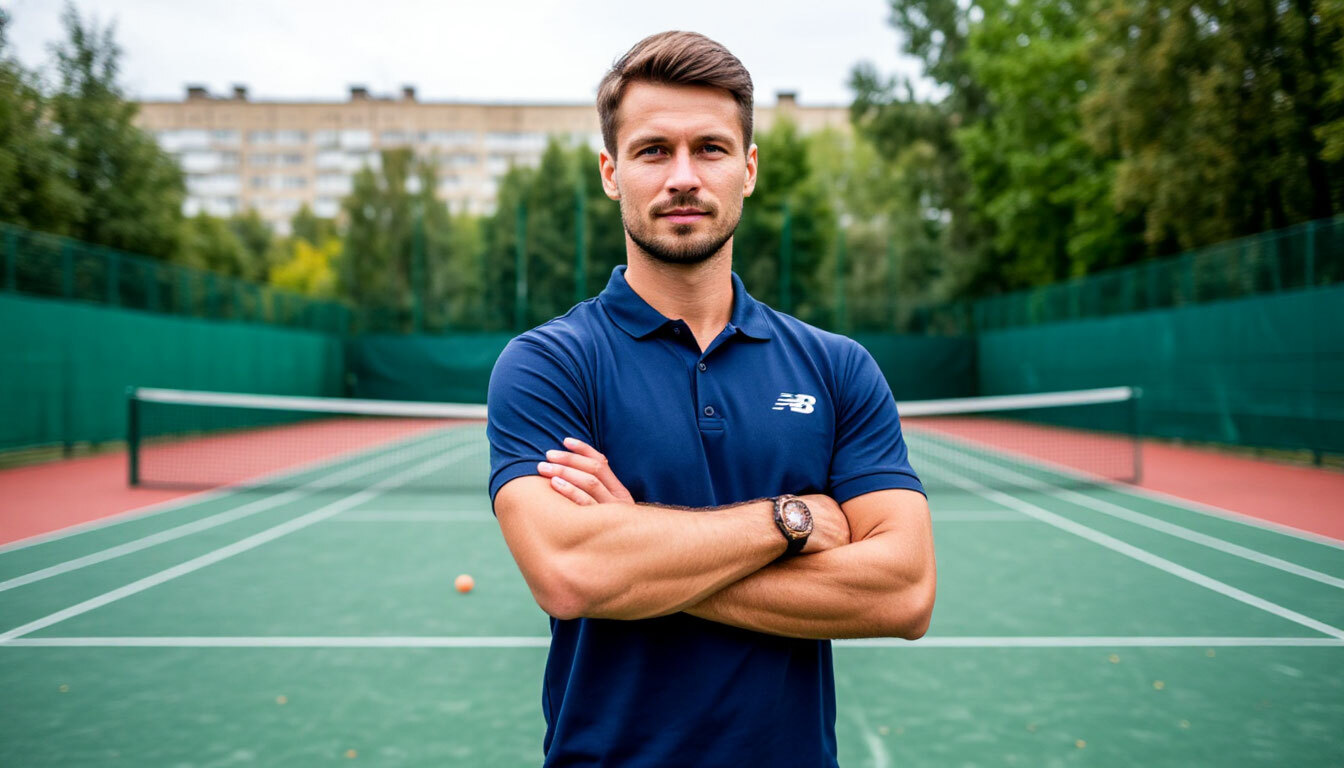 Теннисный корт с тренером