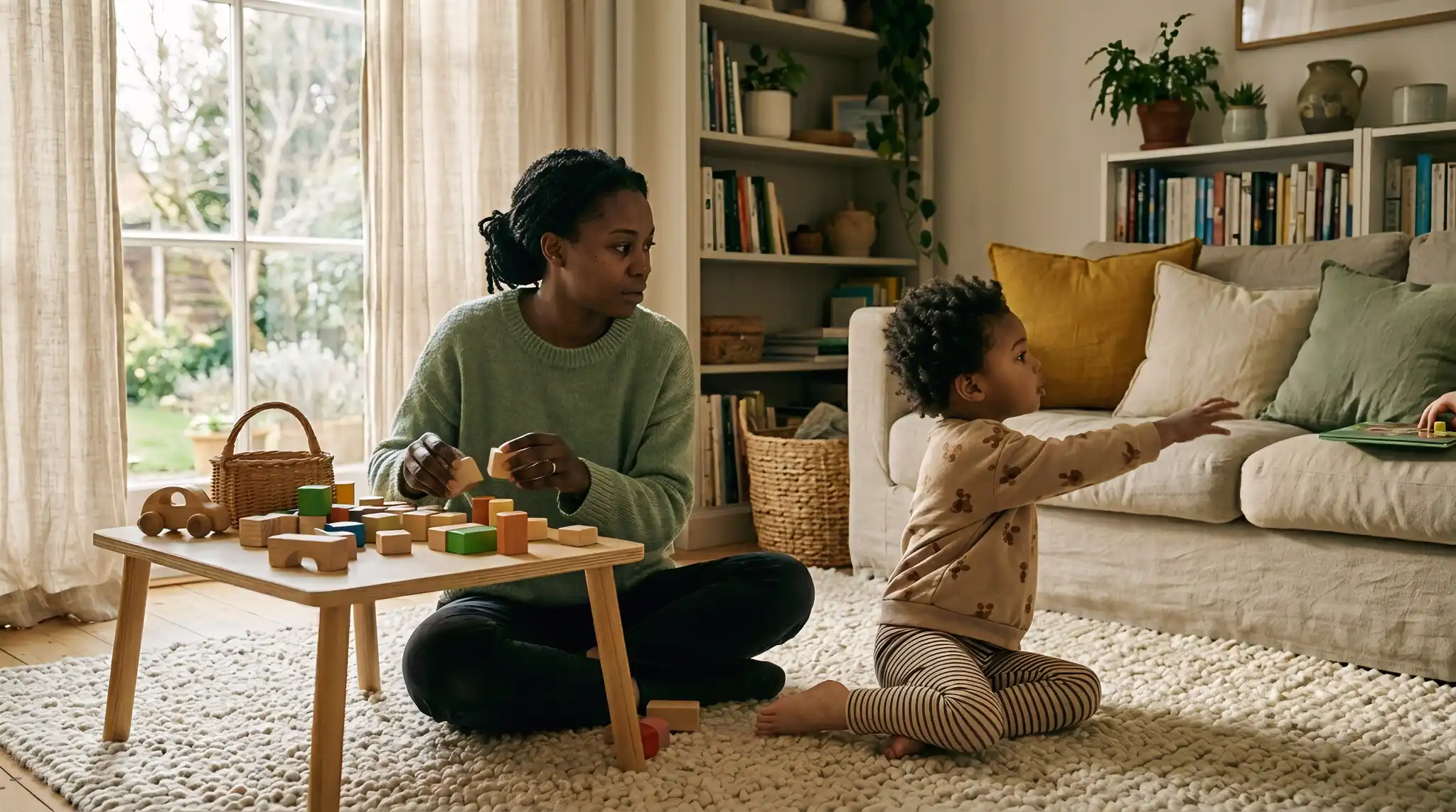 Parent sitting with distracted preschooler at home — early ADHD signs in toddlers guide