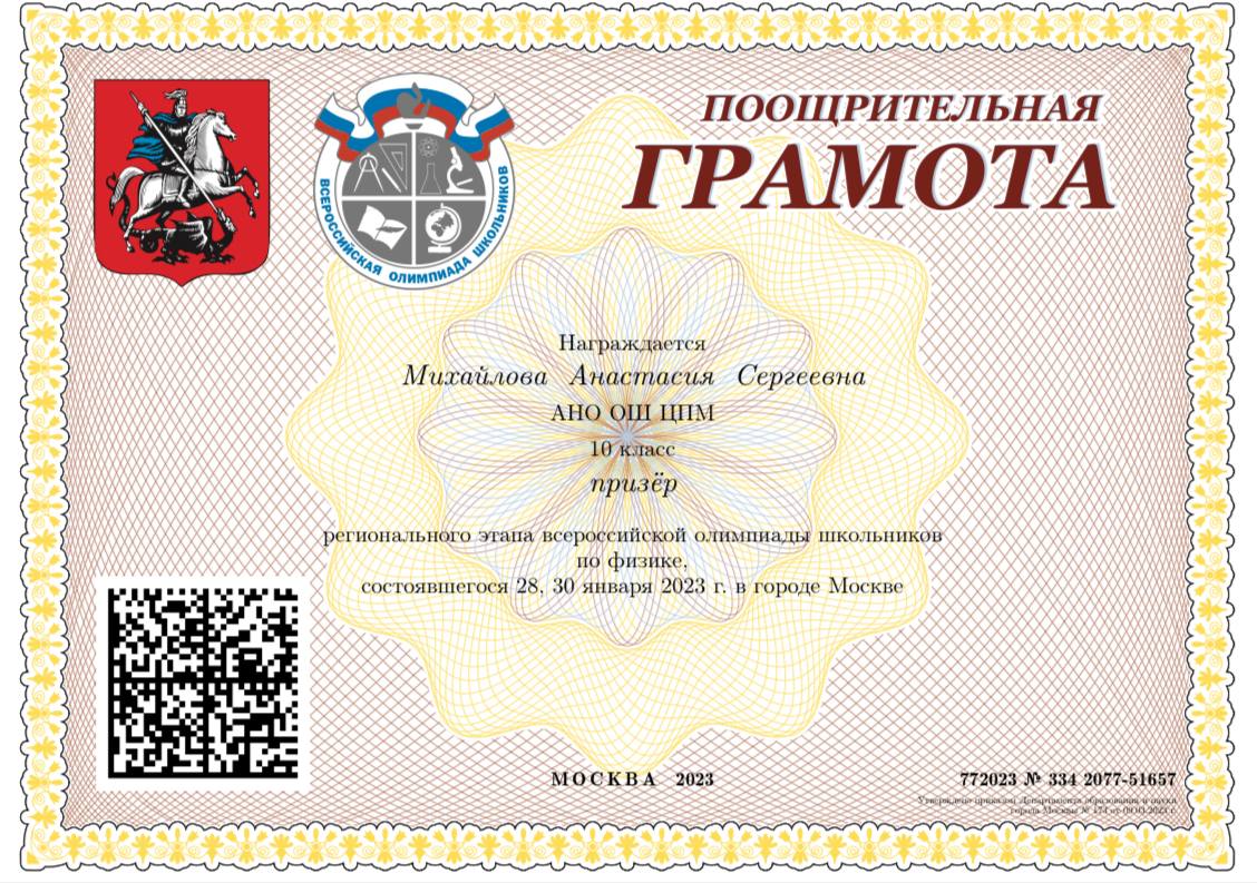 Диплом Анастасии Михайловой