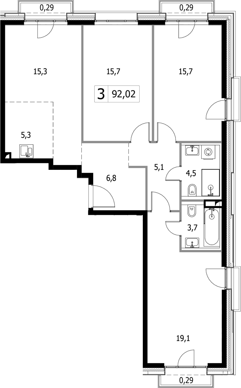 4 Евро 92,02 м²