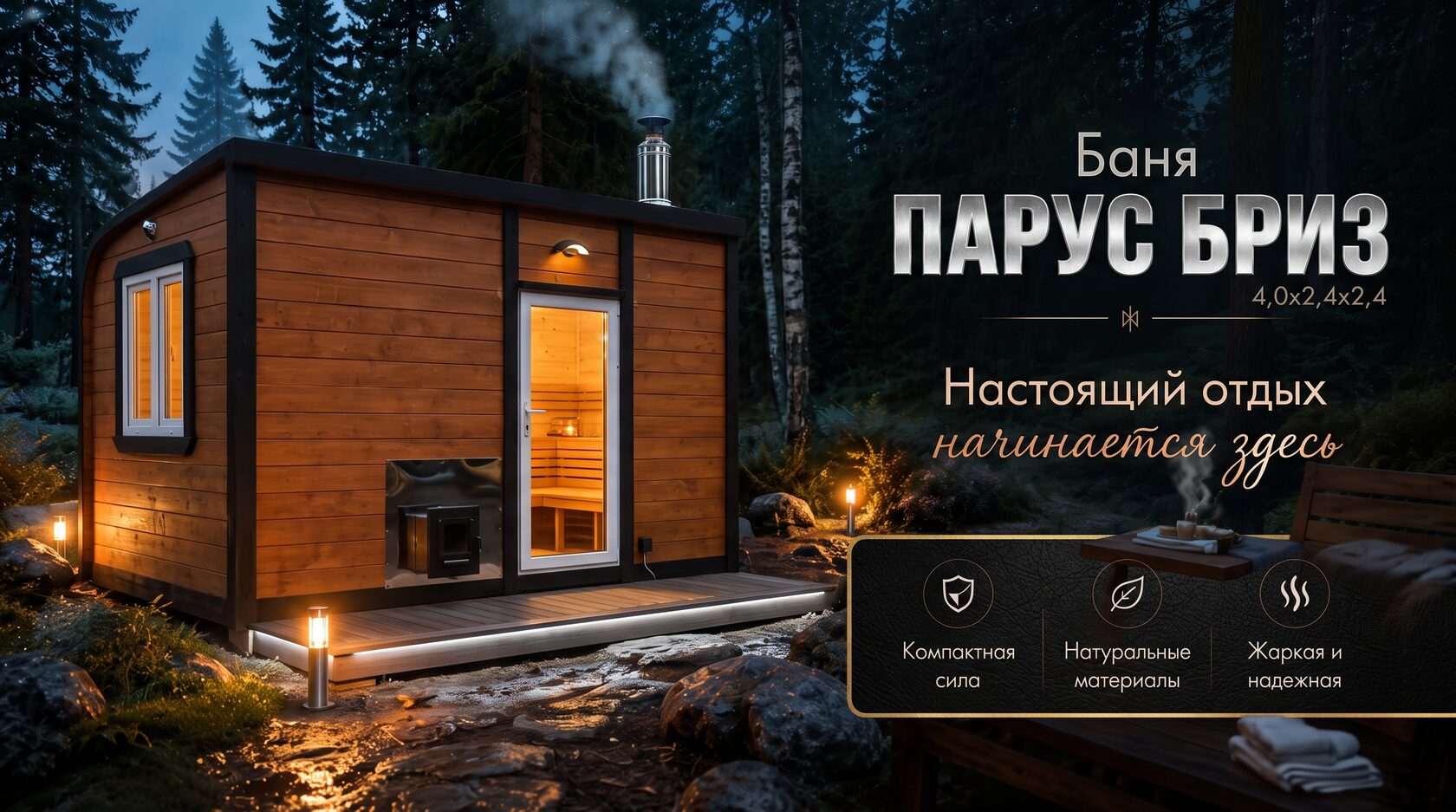 Баня «Парус Бриз» 4,0х2,4х2,4