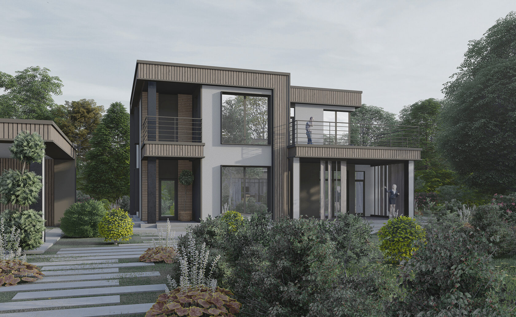 Строительство загородного дома с панорамными окнами, реконструкция