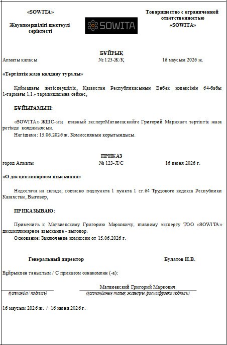 Дисциплинарный документ