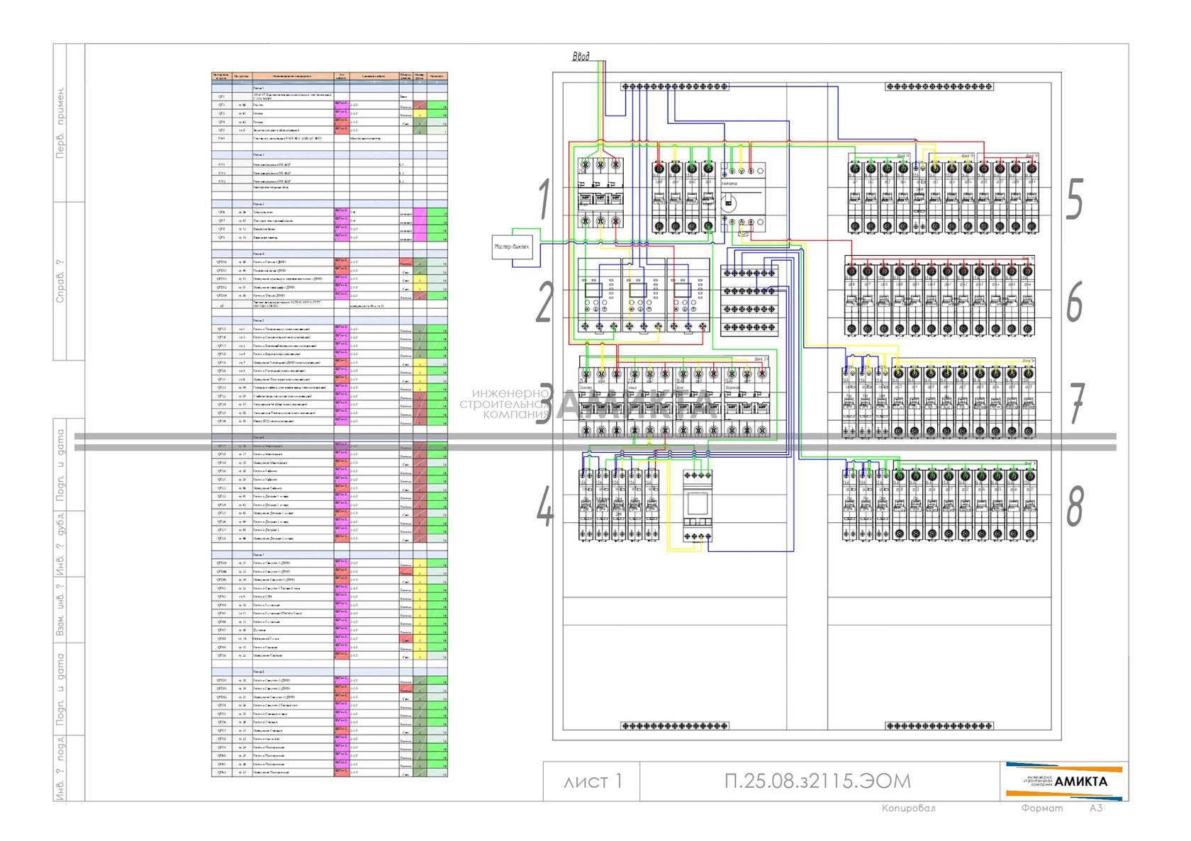 бесплатный проект распределительного щита