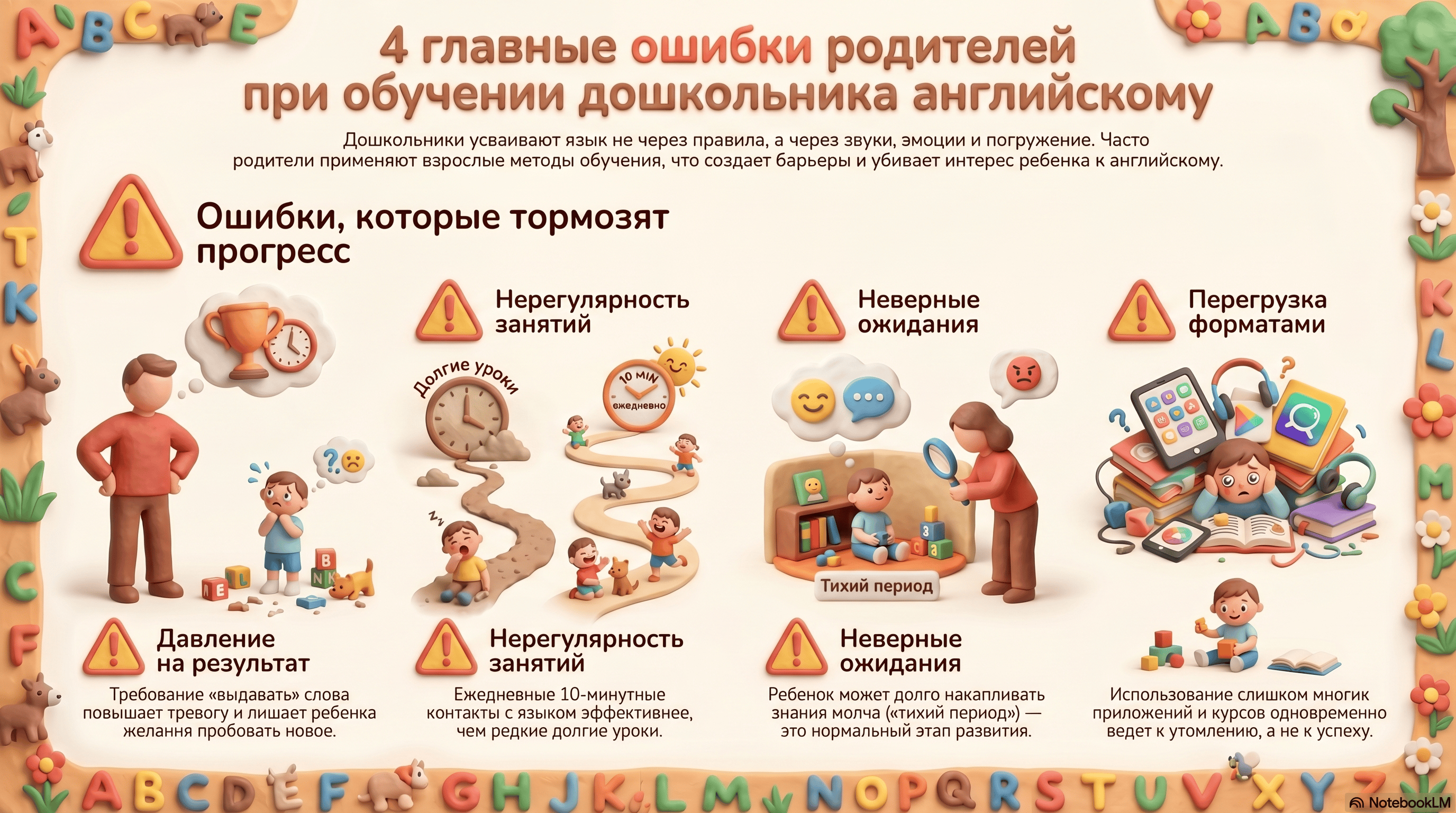 6 ошибок родителей при обучении дошкольника английскому