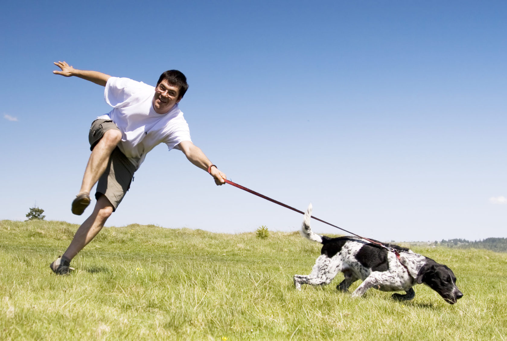 Фото человека с собакой на поводке