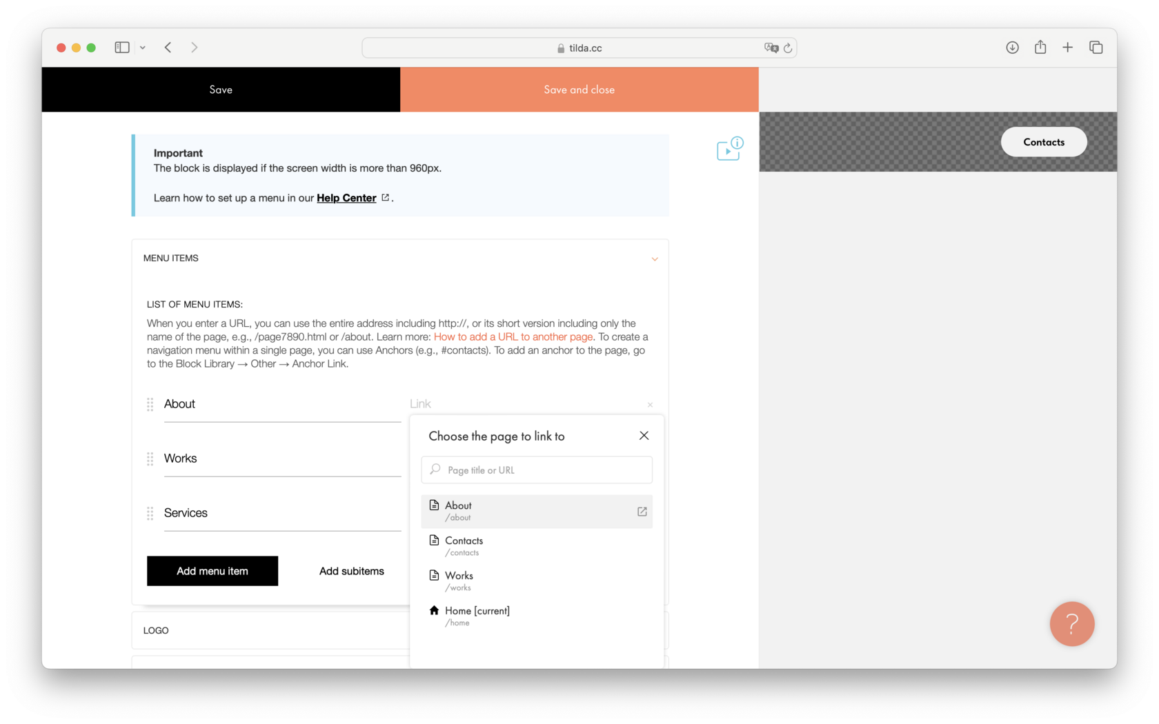 How To Set Up a Website Menu │ Tilda Help Center