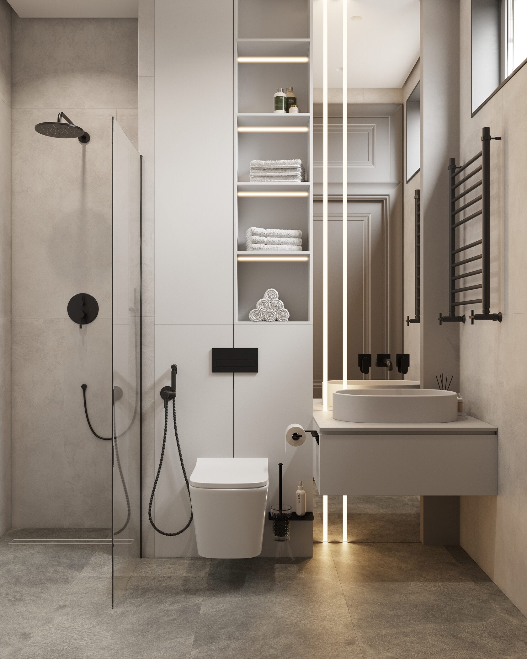 туалет, зеркало с подсветкой