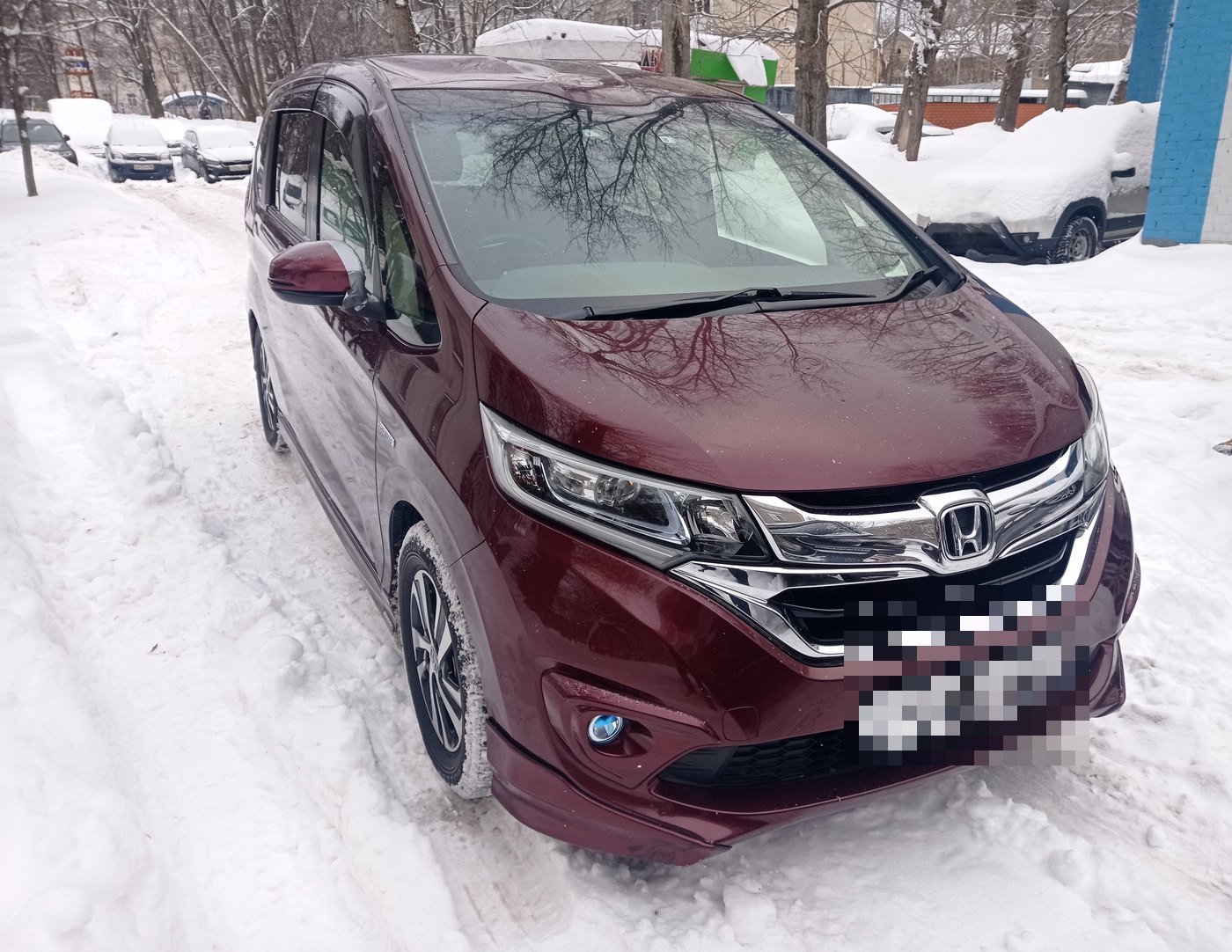 Honda после схода снега с крыши