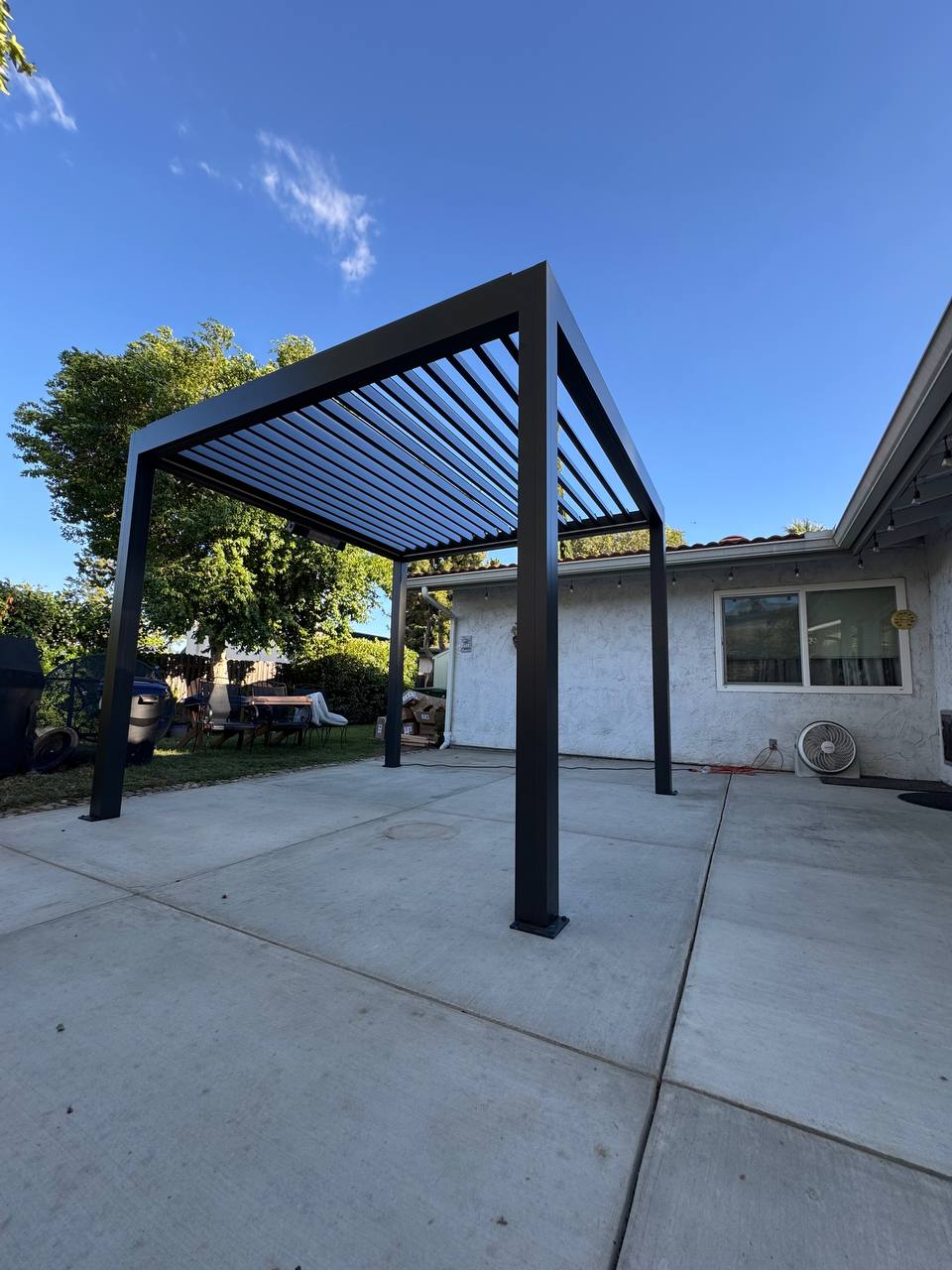10x10 dark gray aluminum pergola project in Costa Mesa California