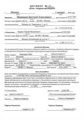 Договор выкупа автомобиля