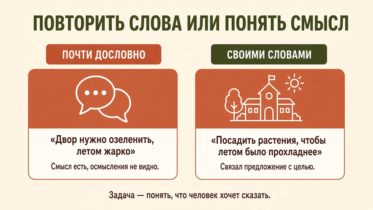 Почти дословный повтор про озеленение двора и пересказ: посадить растения, чтобы летом было прохладнее