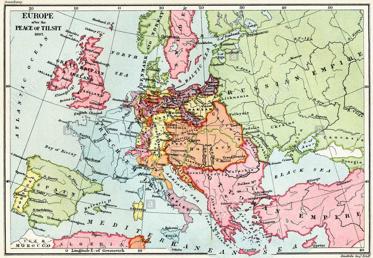 Карта европы с флагами 1812