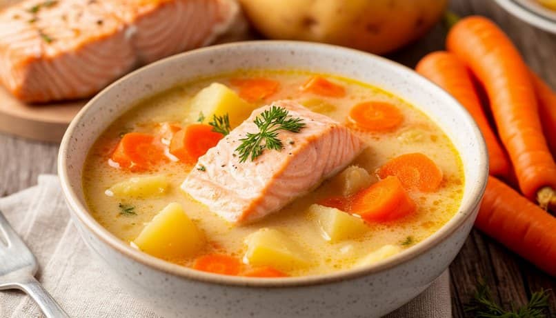 Суп из консервированной горбуши с плавленым сыром