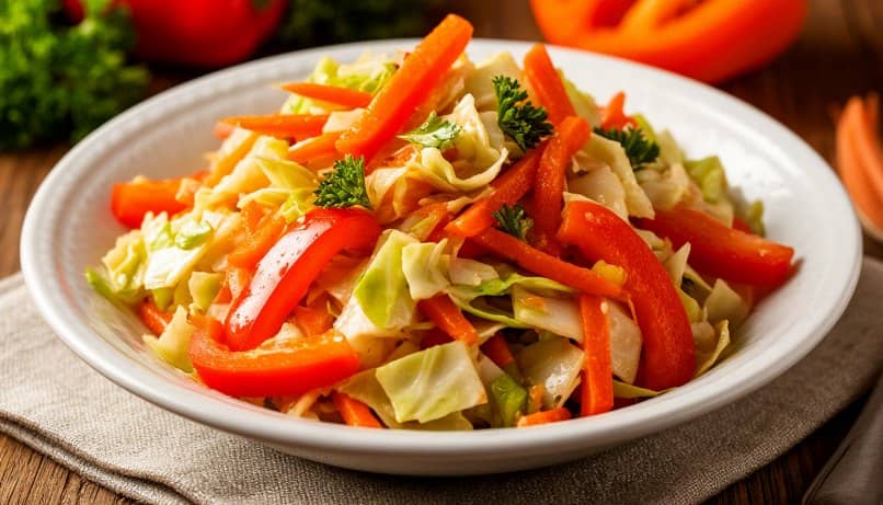 Салат из свежей капусты с болгарским перцем и уксусом
