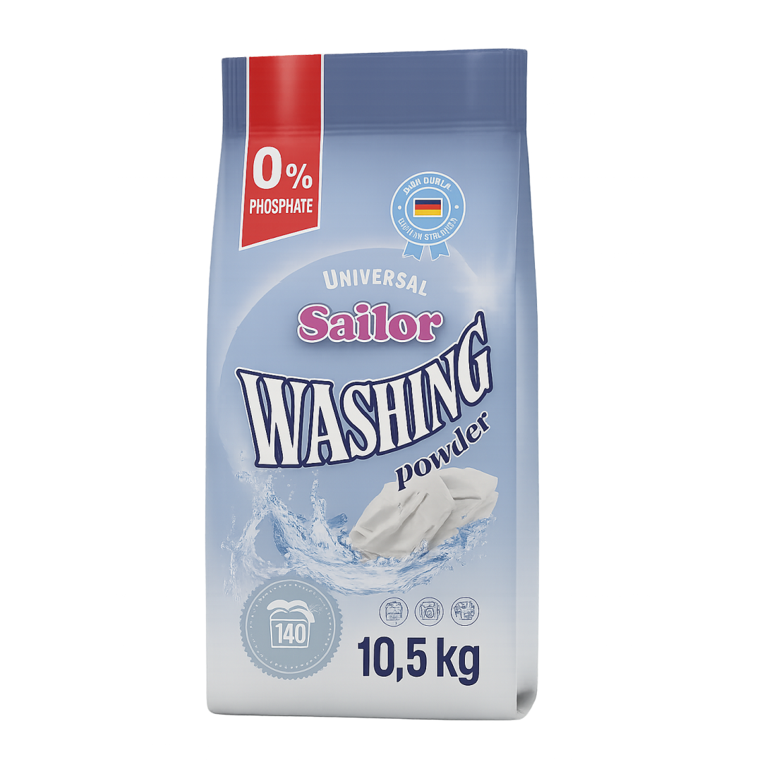 Sailor Universal 10,5 kg – professionelles Waschpulver, Hersteller Waschmittel EU, Großhandel Deutschland Österreich Schweiz, Alternative zu Ariel Persil Weißer Riese Dash