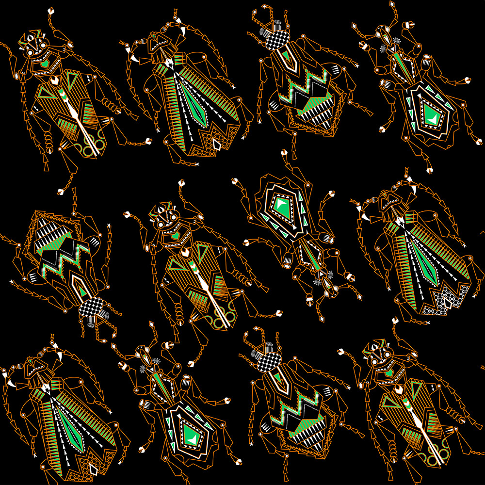 Жуки в геометрическом стиле. Паттерн